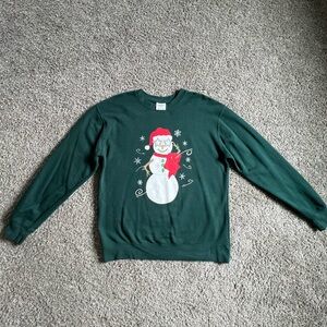 Living Fully Co Green Snowman Sweatershirt